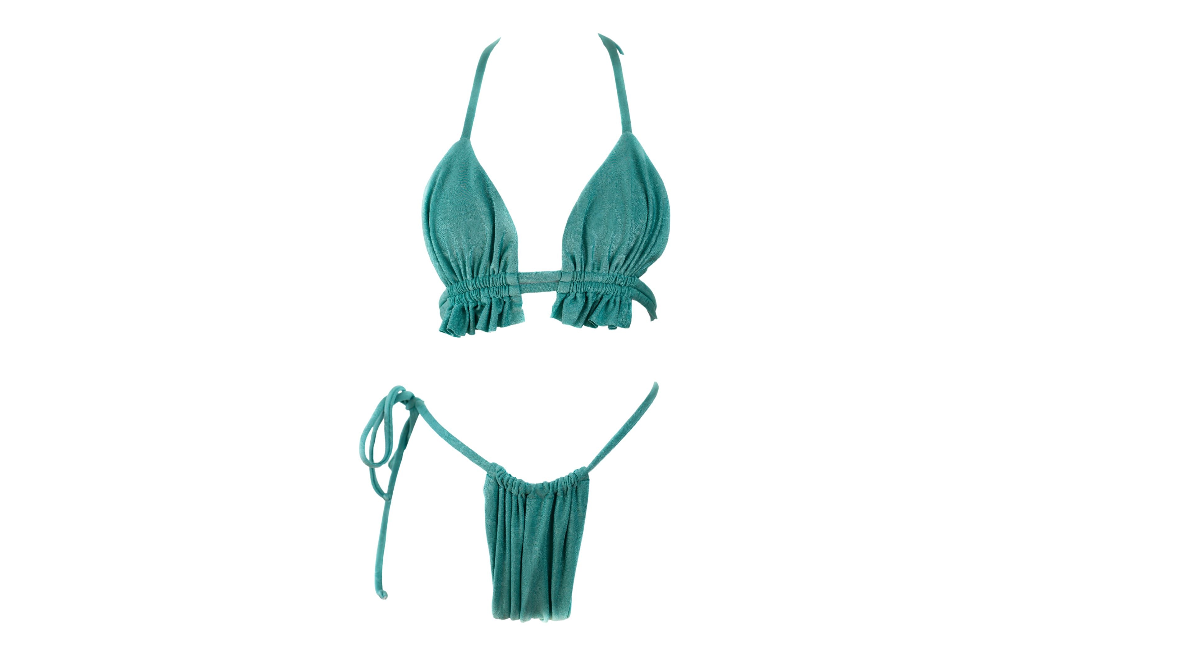 Isla Silk Bikini Bottom – Mint Palm