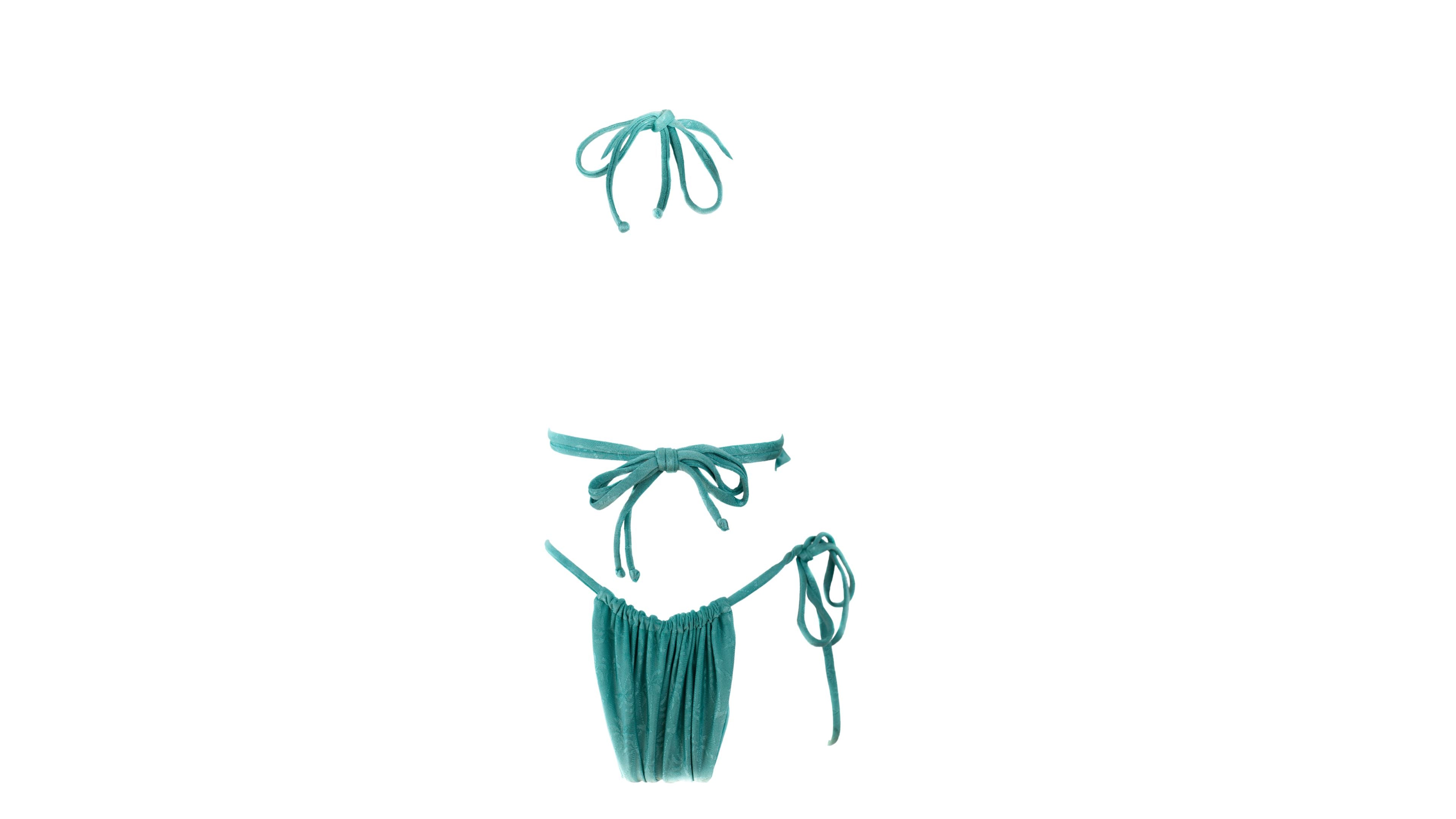 Isla Silk Bikini Bottom – Mint Palm