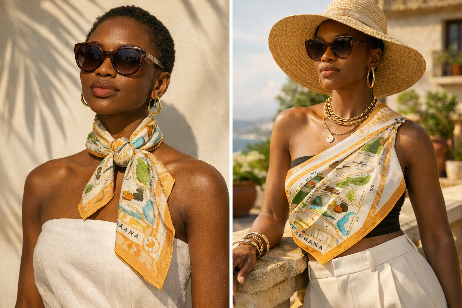 Ghana Illustrated Heritage 100% Silk Scarf