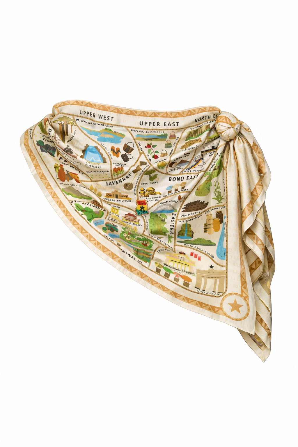 Ghana Illustrated Heritage 100% Silk Scarf