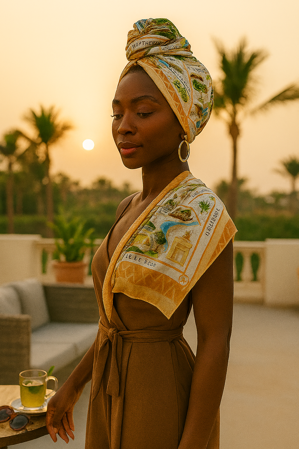 Ghana Illustrated Heritage 100% Silk Scarf