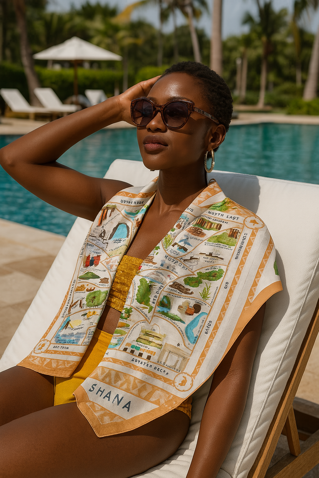 Ghana Illustrated Heritage 100% Silk Scarf