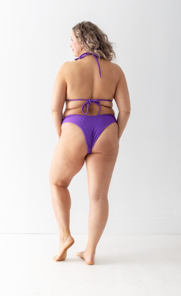 Textured Allium Recycled Bamboo Ring , High Waisted, High Leg Bikini Bottom