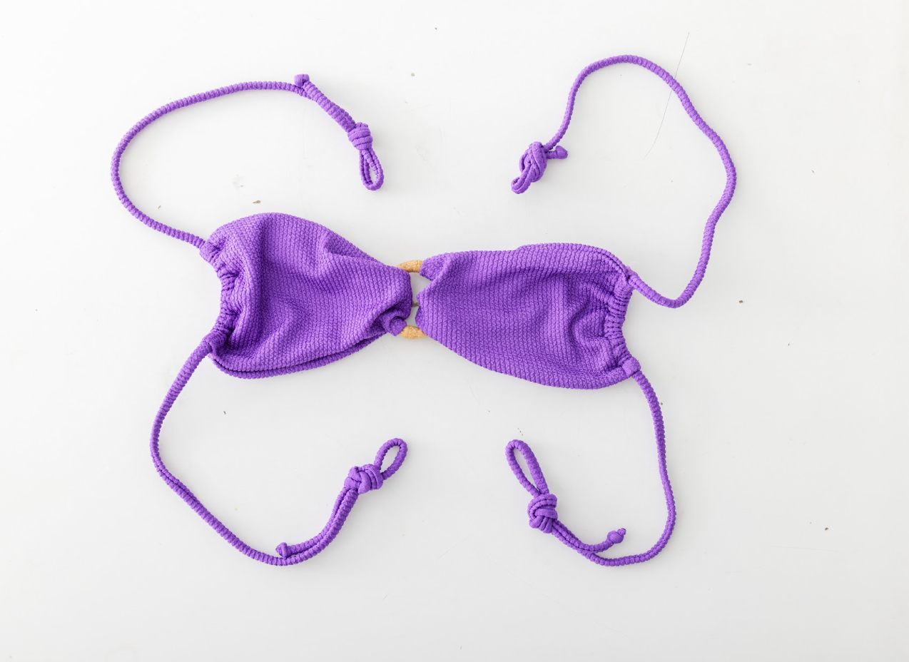 Textured Amethyst or Blue Allium Bandeau Halter top