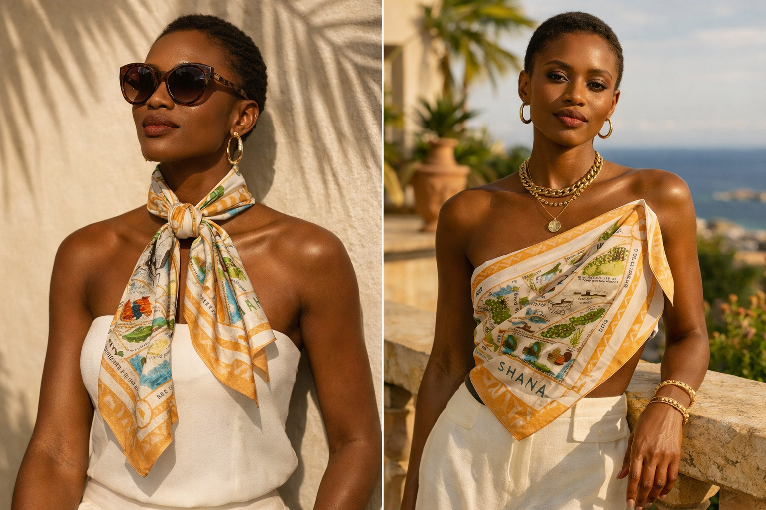 Ghana Illustrated Heritage 100% Silk Scarf