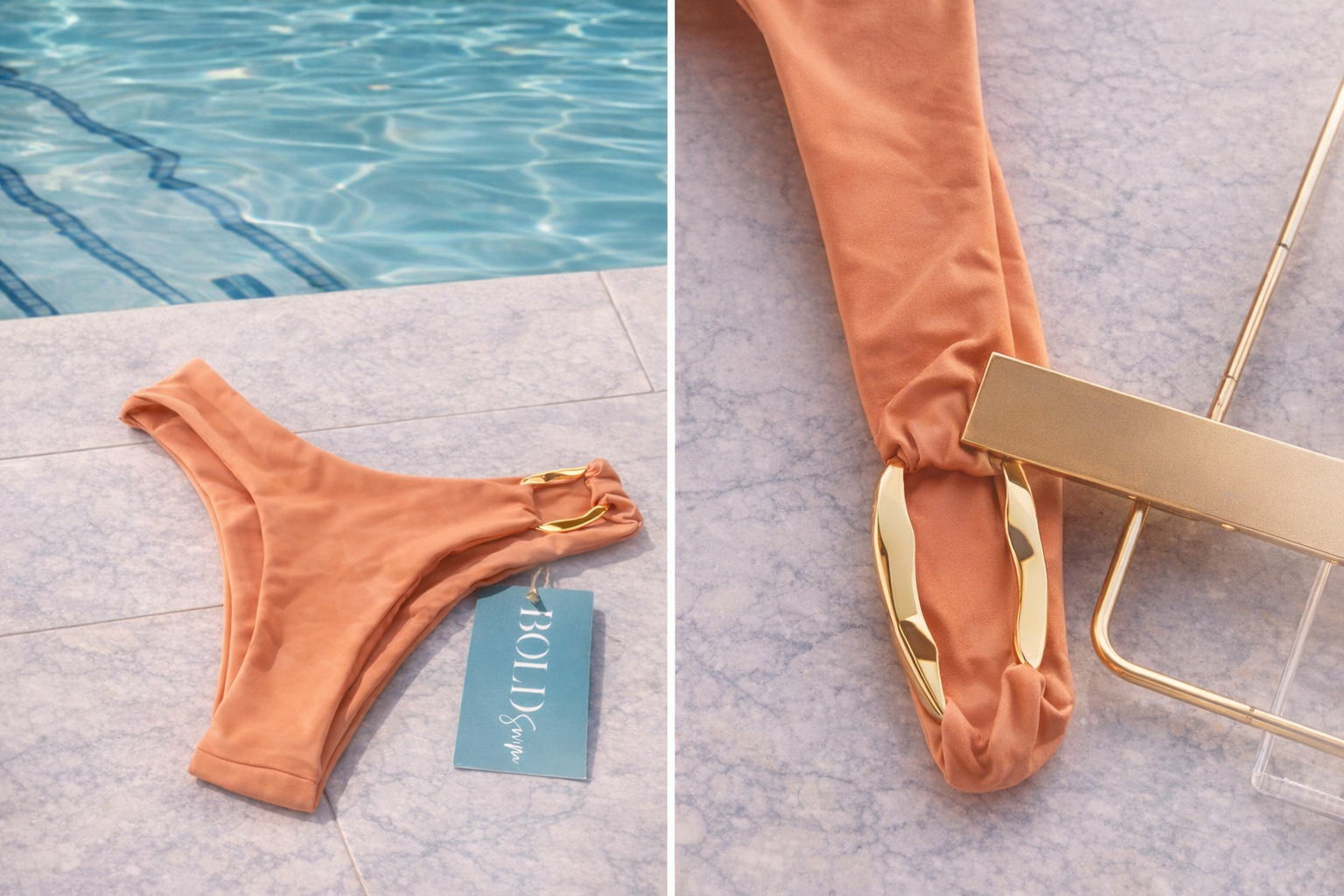 Moana Bikini Bottom — Sultry Gold Accented Brazilian Cut