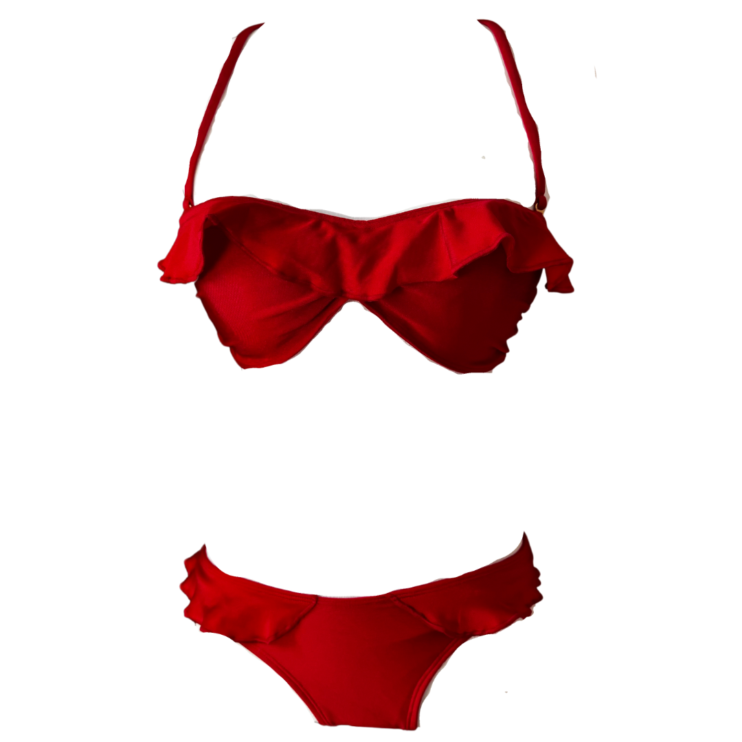 Siren Rouge Ruffle Bandeau Bikini Top